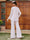 Chiffon Scoop Long Sleeves 3 Pieces Pantsuits with Ruffles & Jacket