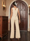Chiffon Scoop Long Sleeves 3 Pieces Pantsuits with Jacket