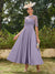 A-Line/Princess Scoop Half Sleeves Ankle-Length Long Evening Dresses with Appliques