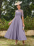 A-Line/Princess Scoop Half Sleeves Ankle-Length Long Evening Dresses with Appliques