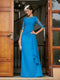 Sheath/Column Scoop Half Sleeves Long Evening Dresses with Appliques