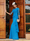 Sheath/Column Scoop Half Sleeves Long Evening Dresses with Appliques