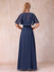 A-Line Chiffon Long Mother of the Bride Dresses with Jacket & Appliques