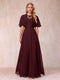 A-Line Chiffon Long Mother of the Bride Dresses with Jacket & Appliques