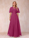 A-Line Chiffon Long Mother of the Bride Dresses with Jacket & Appliques
