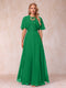 A-Line Chiffon Long Mother of the Bride Dresses with Jacket & Appliques