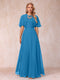 A-Line Chiffon Long Mother of the Bride Dresses with Jacket & Appliques