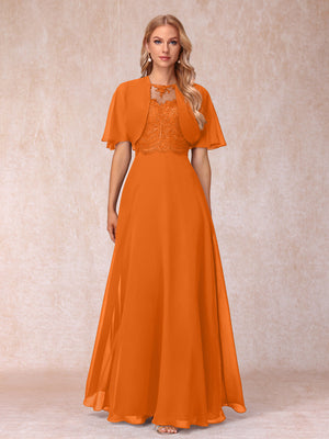chiffon long jacket over dress Lavetir 2026 Mother of the Bride / Groom Dresses with Jacket Long Beading Appliques Red