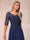 A-Line/Princess V-Neck Half Sleeves Long Formal Evening Dresses with Beading