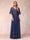 A-Line/Princess V-Neck Half Sleeves Long Formal Evening Dresses with Beading & Appliques