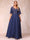 A-Line/Princess V-Neck Half Sleeves Long Formal Evening Dresses with Beading & Appliques