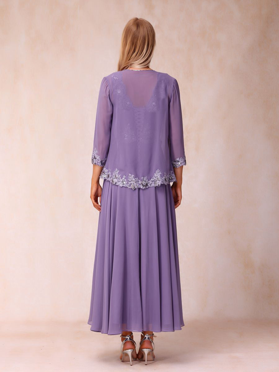 A-Line/Princess V-Neck Sleeveless Long Formal Evening Dresses with Appliques &amp; Jacket