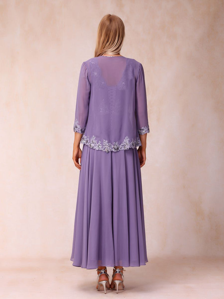 A-Line/Princess V-Neck Sleeveless Long Formal Evening Dresses with Appliques &amp; Jacket