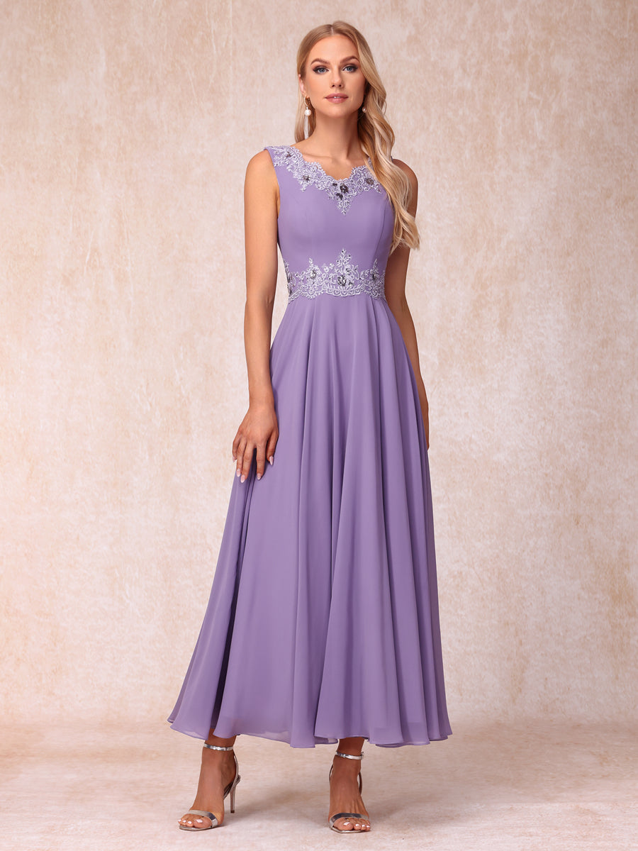 A-Line/Princess V-Neck Sleeveless Long Formal Evening Dresses with Appliques &amp; Jacket