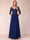 A-Line/Princess V-Neck Half Sleeves Long Formal Evening Dresses with Beading