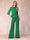 High Neck 3/4 Sleeves Formal Jumpsuits for Women with Ruffles