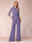 High Neck 3/4 Sleeves Formal Jumpsuits for Women with Ruffles