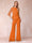 High Neck 3/4 Sleeves Formal Jumpsuits for Women with Ruffles