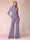 High Neck 3/4 Sleeves Formal Jumpsuits for Women with Ruffles