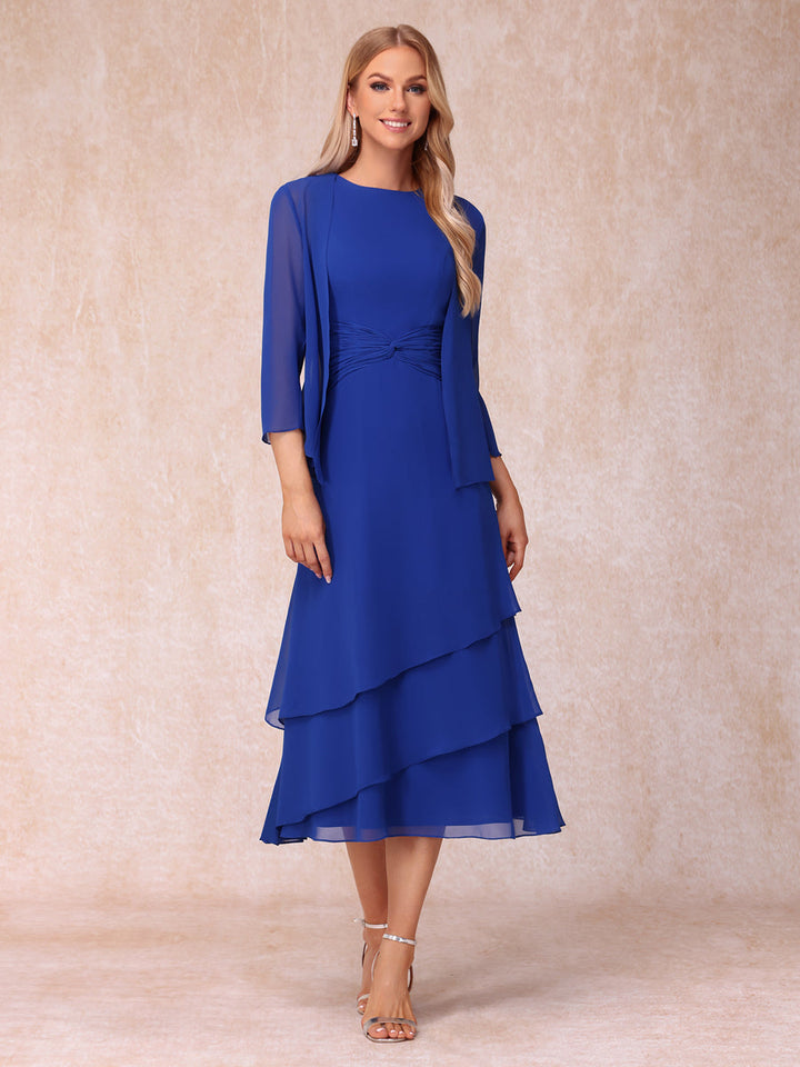 Sheath/Column Scoop Sleeveless Mother of the Bride Dresses with Ruched &amp; Jacket