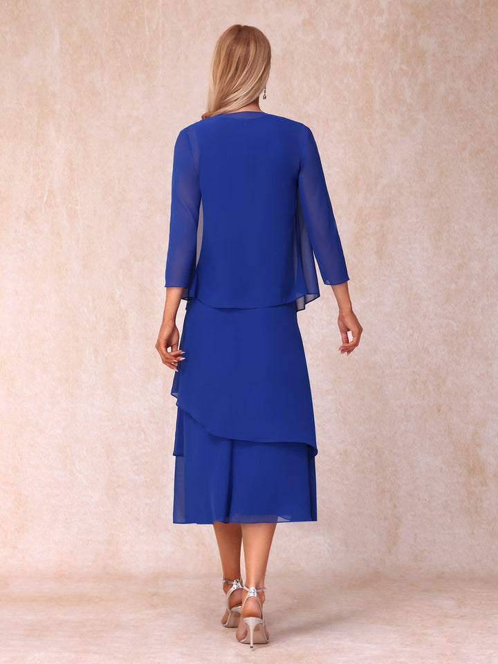 Sheath/Column Scoop Sleeveless Mother of the Bride Dresses with Ruched &amp; Jacket
