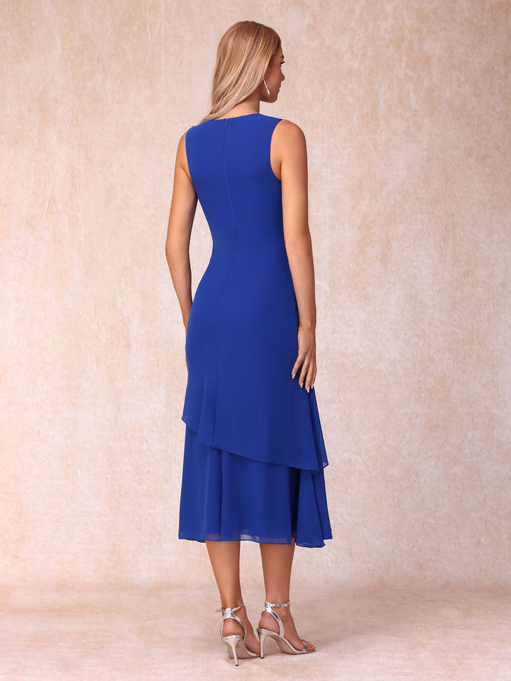 Sheath/Column Scoop Sleeveless Mother of the Bride Dresses with Ruched &amp; Jacket