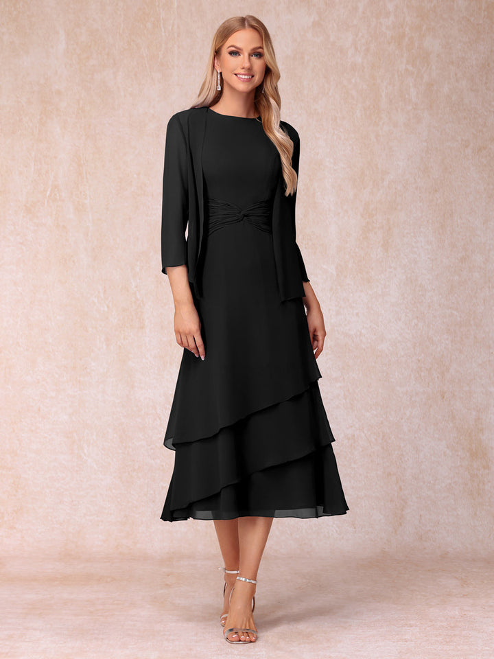 Sheath/Column Scoop Sleeveless Mother of the Bride Dresses with Ruched &amp; Jacket