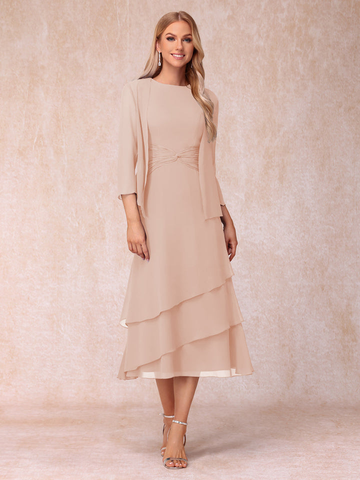 Sheath/Column Scoop Sleeveless Mother of the Bride Dresses with Ruched &amp; Jacket