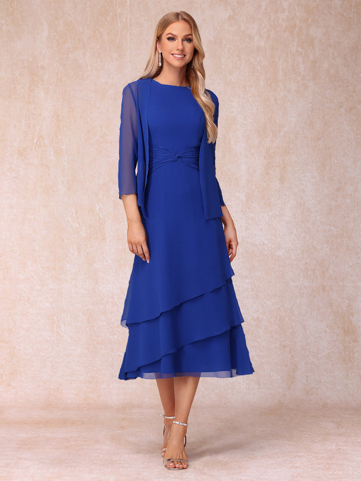 Sheath/Column Scoop Sleeveless Mother of the Bride Dresses with Ruched &amp; Jacket