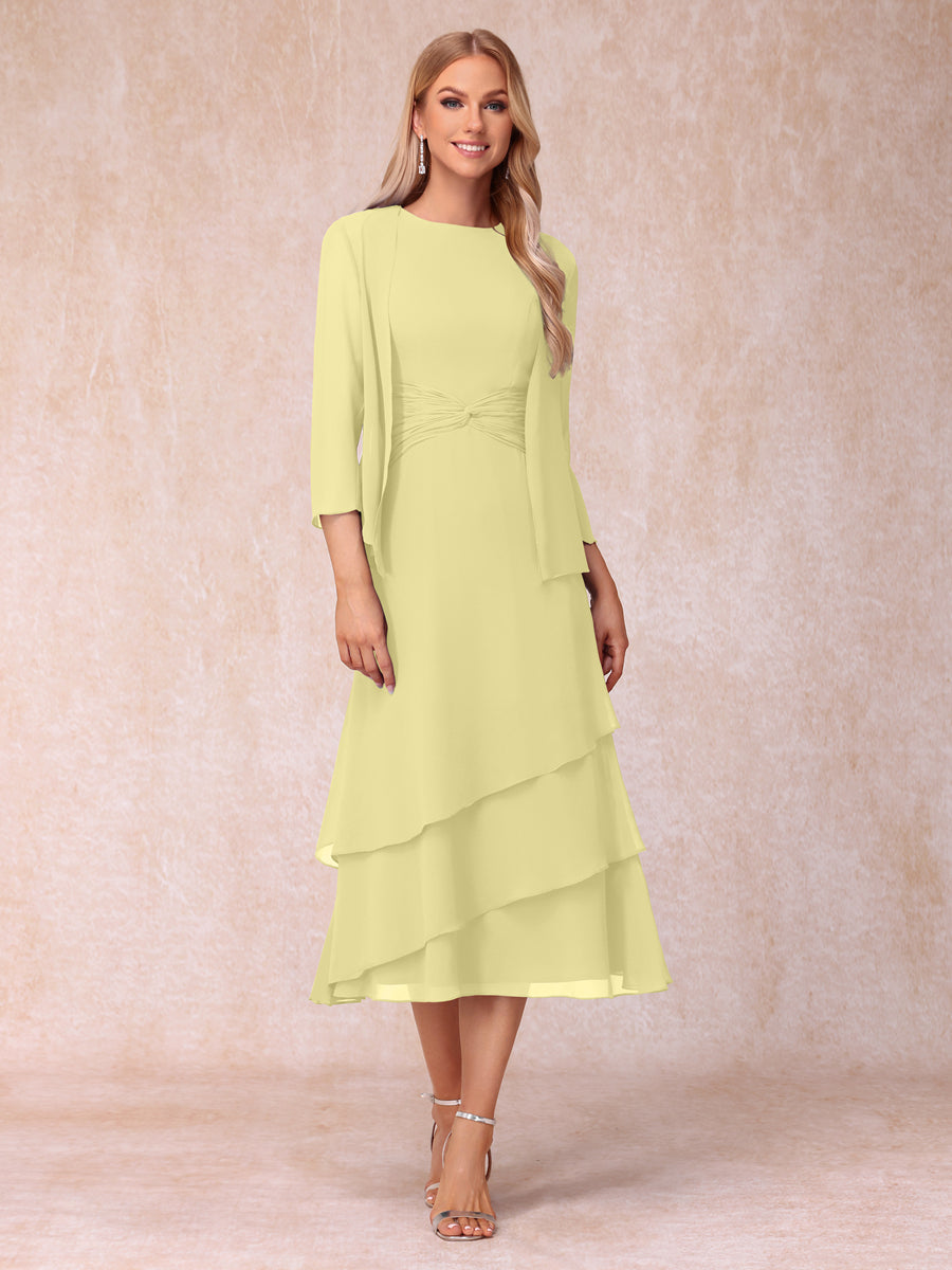 Sheath/Column Scoop Sleeveless Mother of the Bride Dresses with Ruched &amp; Jacket