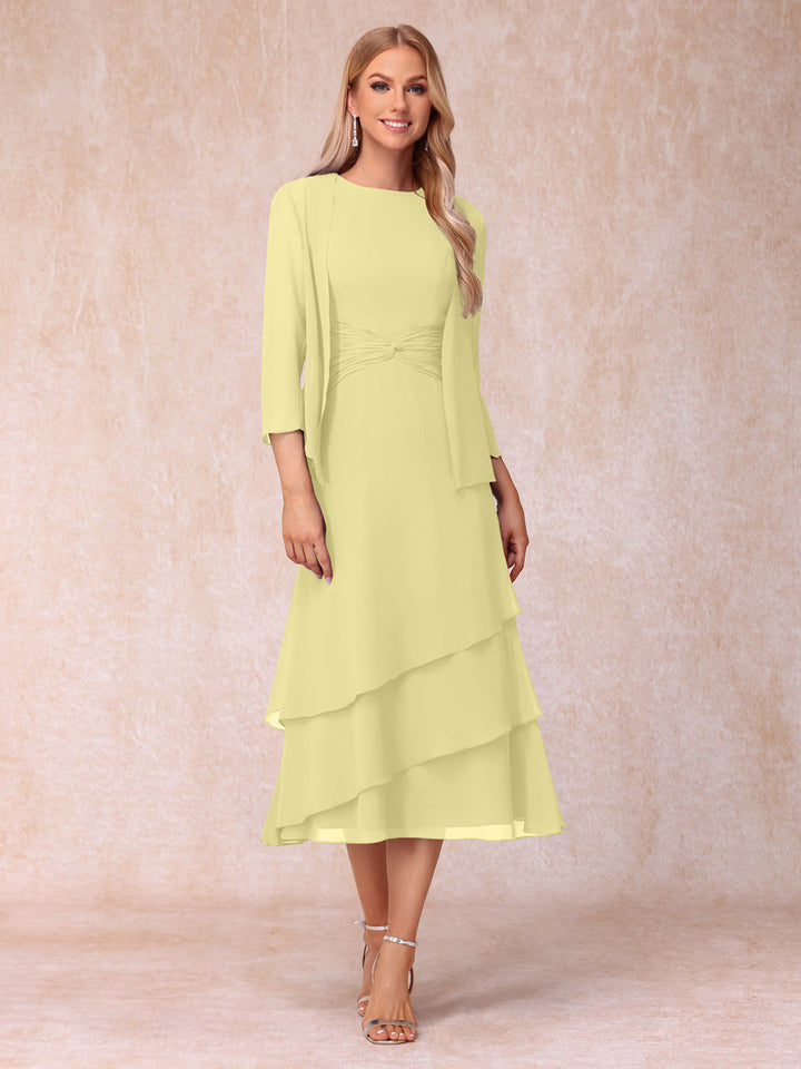 Sheath/Column Scoop Sleeveless Mother of the Bride Dresses with Ruched &amp; Jacket