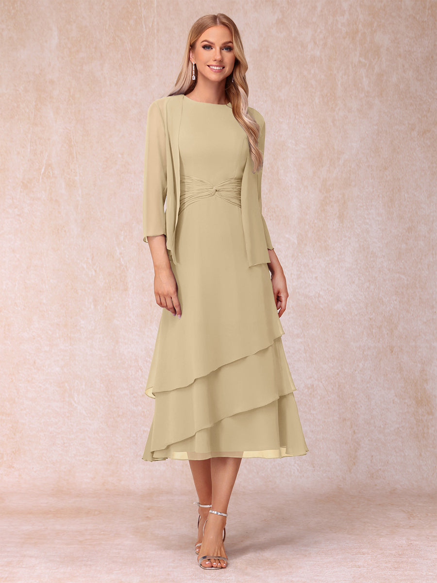 Sheath/Column Scoop Sleeveless Mother of the Bride Dresses with Ruched &amp; Jacket