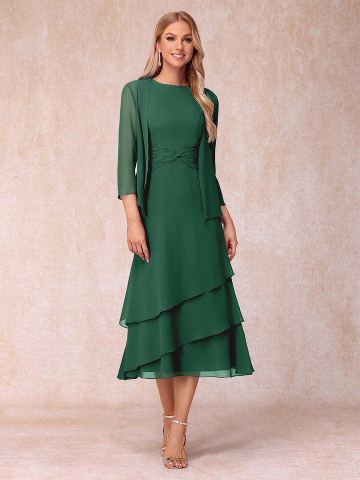 Sheath/Column Scoop Sleeveless Mother of the Bride Dresses with Ruched &amp; Jacket