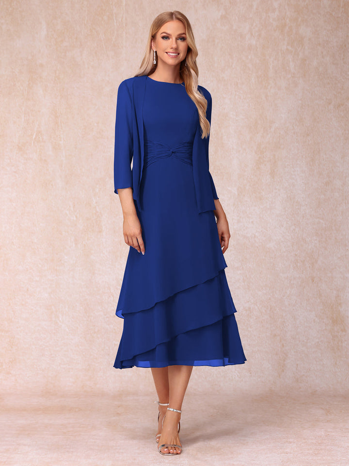 Sheath/Column Scoop Sleeveless Mother of the Bride Dresses with Ruched &amp; Jacket