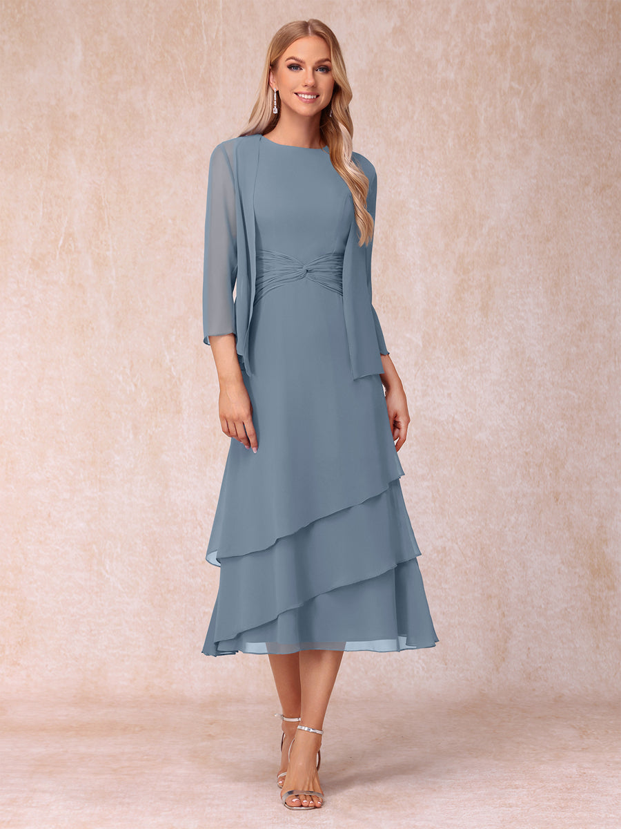 Sheath/Column Scoop Sleeveless Mother of the Bride Dresses with Ruched &amp; Jacket