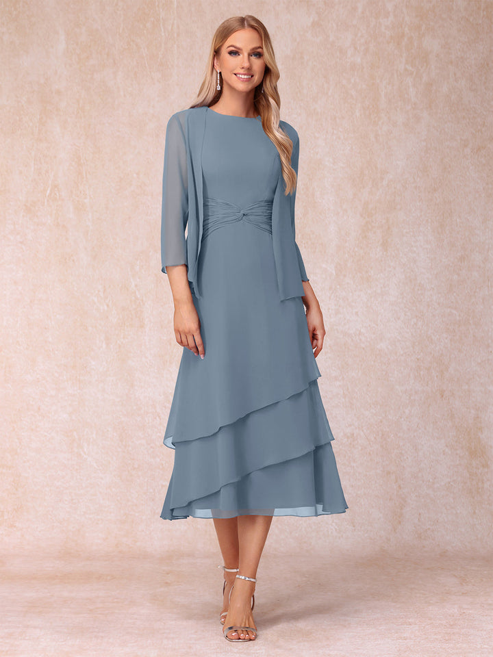Sheath/Column Scoop Sleeveless Mother of the Bride Dresses with Ruched &amp; Jacket