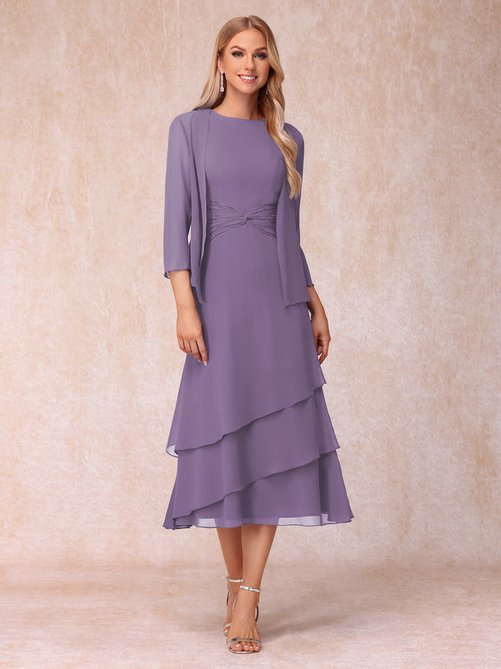 Sheath/Column Scoop Sleeveless Mother of the Bride Dresses with Ruched &amp; Jacket