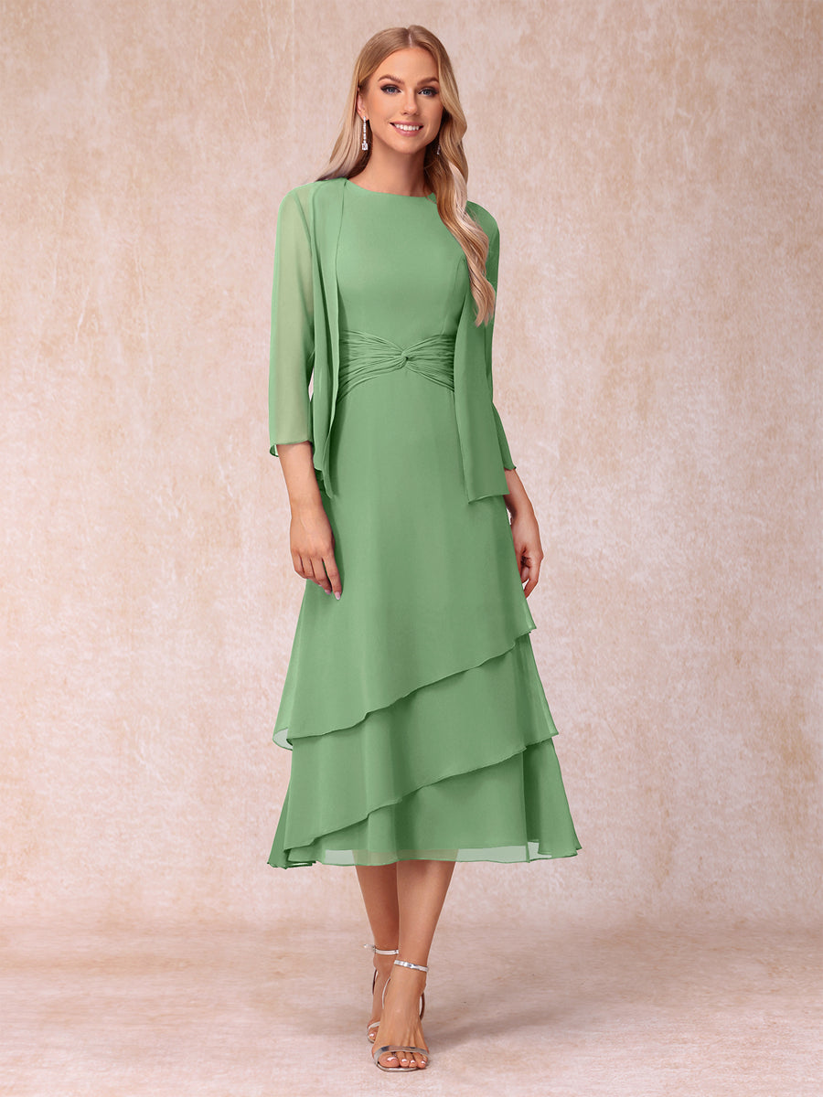 Sheath/Column Scoop Sleeveless Mother of the Bride Dresses with Ruched &amp; Jacket