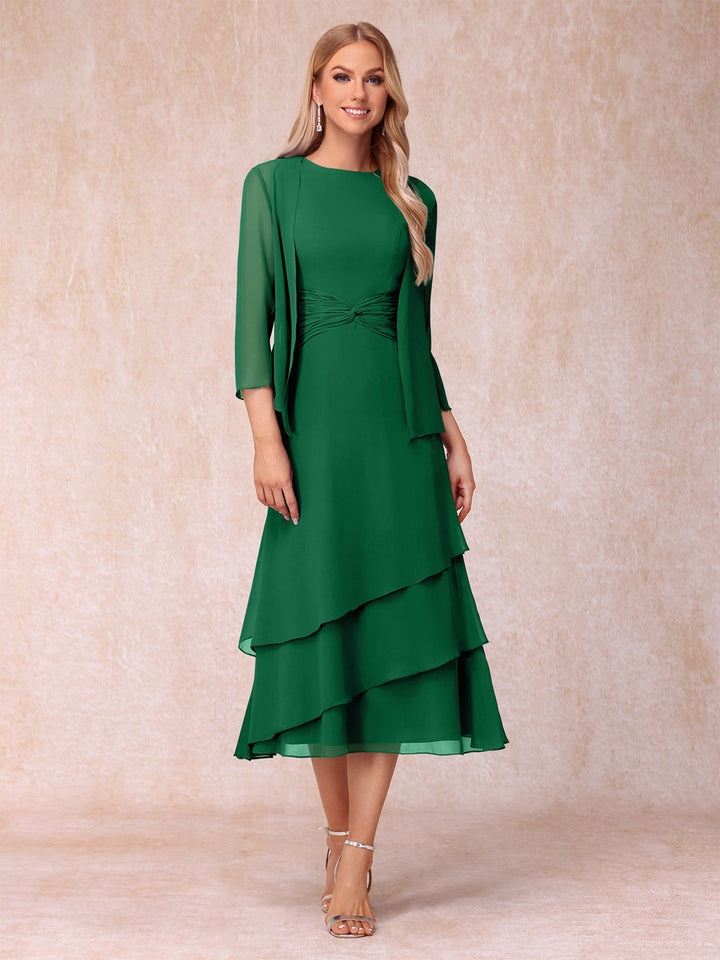 Sheath/Column Scoop Sleeveless Mother of the Bride Dresses with Ruched &amp; Jacket