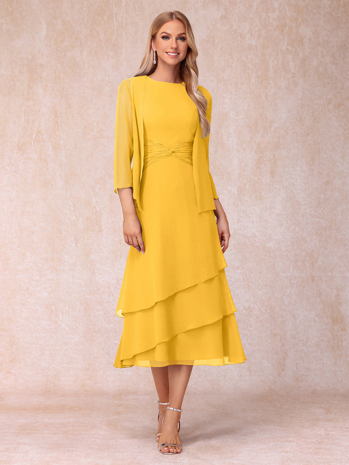 Sheath/Column Scoop Sleeveless Mother of the Bride Dresses with Ruched &amp; Jacket