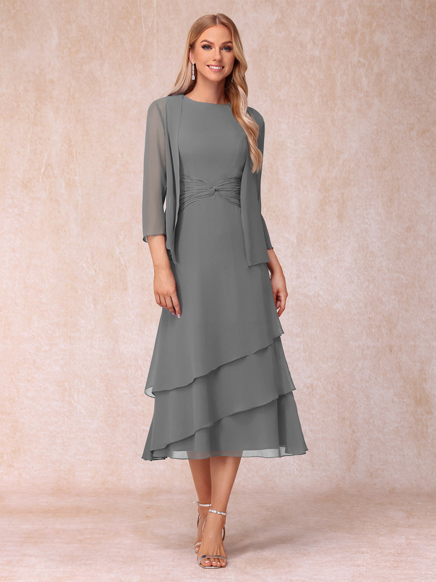 Sheath/Column Scoop Sleeveless Mother of the Bride Dresses with Ruched &amp; Jacket