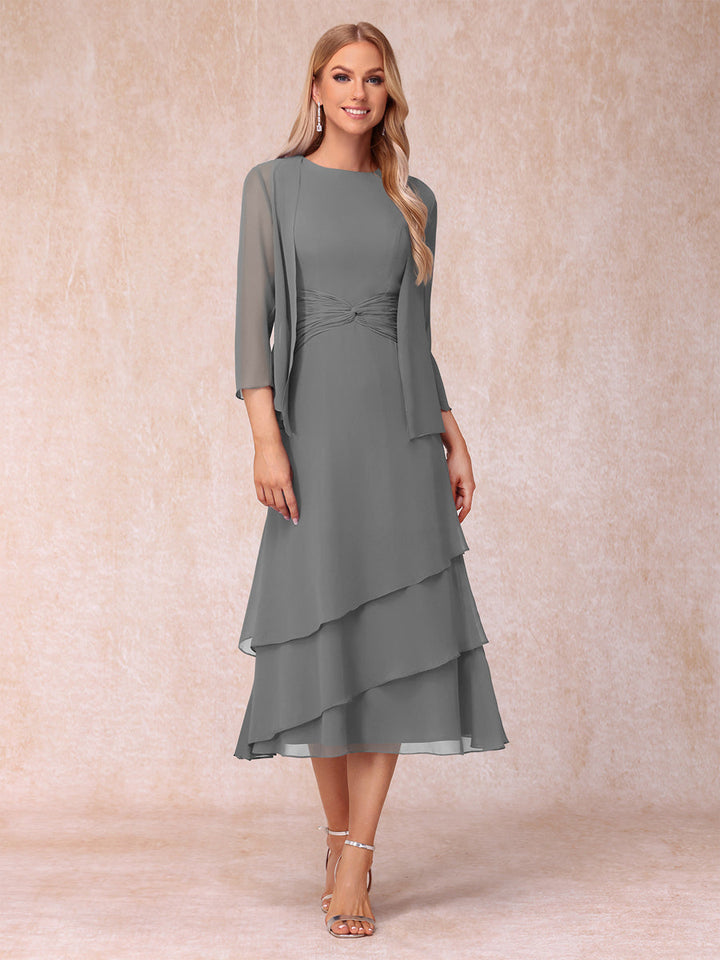 Sheath/Column Scoop Sleeveless Mother of the Bride Dresses with Ruched &amp; Jacket