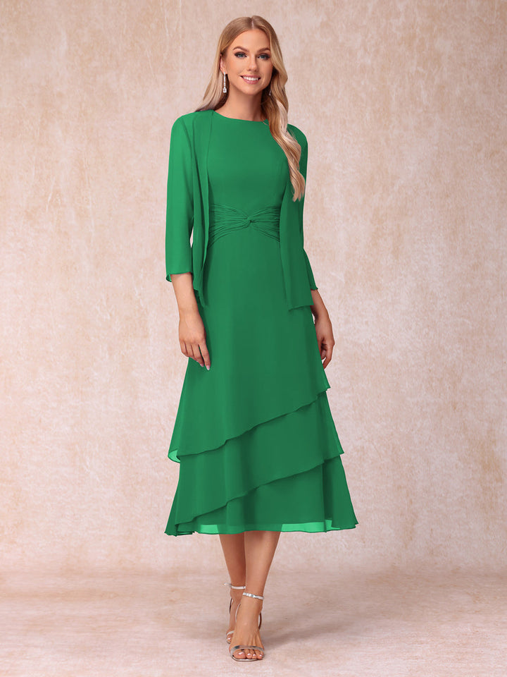 Sheath/Column Scoop Sleeveless Mother of the Bride Dresses with Ruched &amp; Jacket
