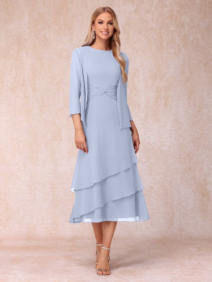 Sheath/Column Scoop Sleeveless Mother of the Bride Dresses with Ruched &amp; Jacket