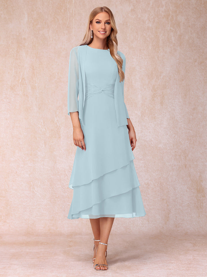 Sheath/Column Scoop Sleeveless Mother of the Bride Dresses with Ruched &amp; Jacket