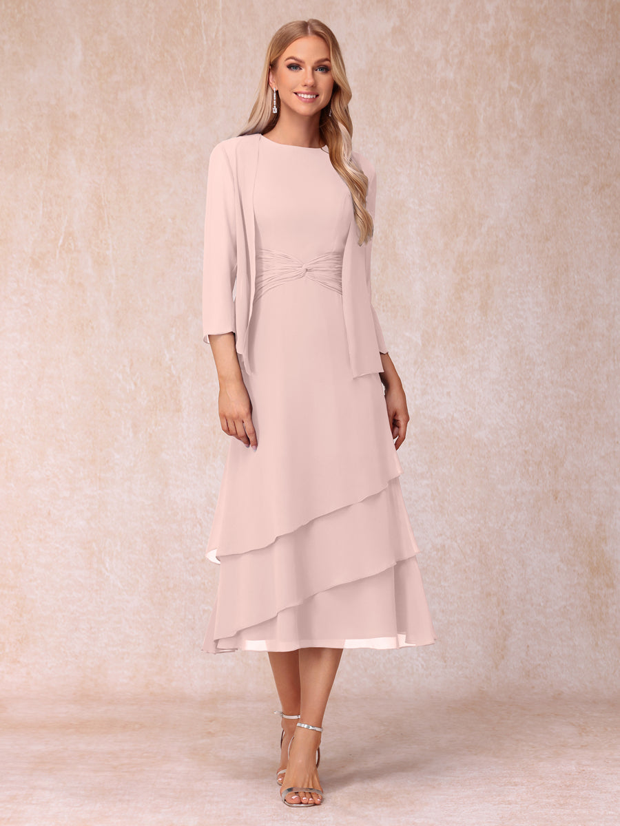Sheath/Column Scoop Sleeveless Mother of the Bride Dresses with Ruched &amp; Jacket