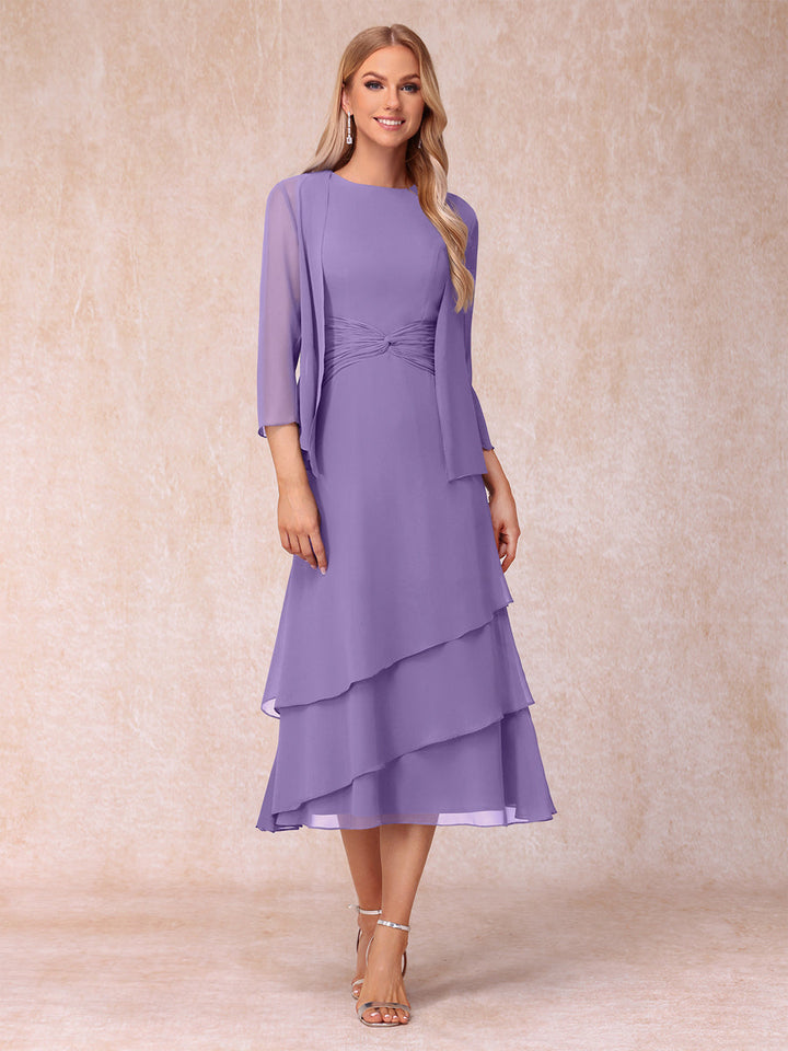 Sheath/Column Scoop Sleeveless Mother of the Bride Dresses with Ruched &amp; Jacket