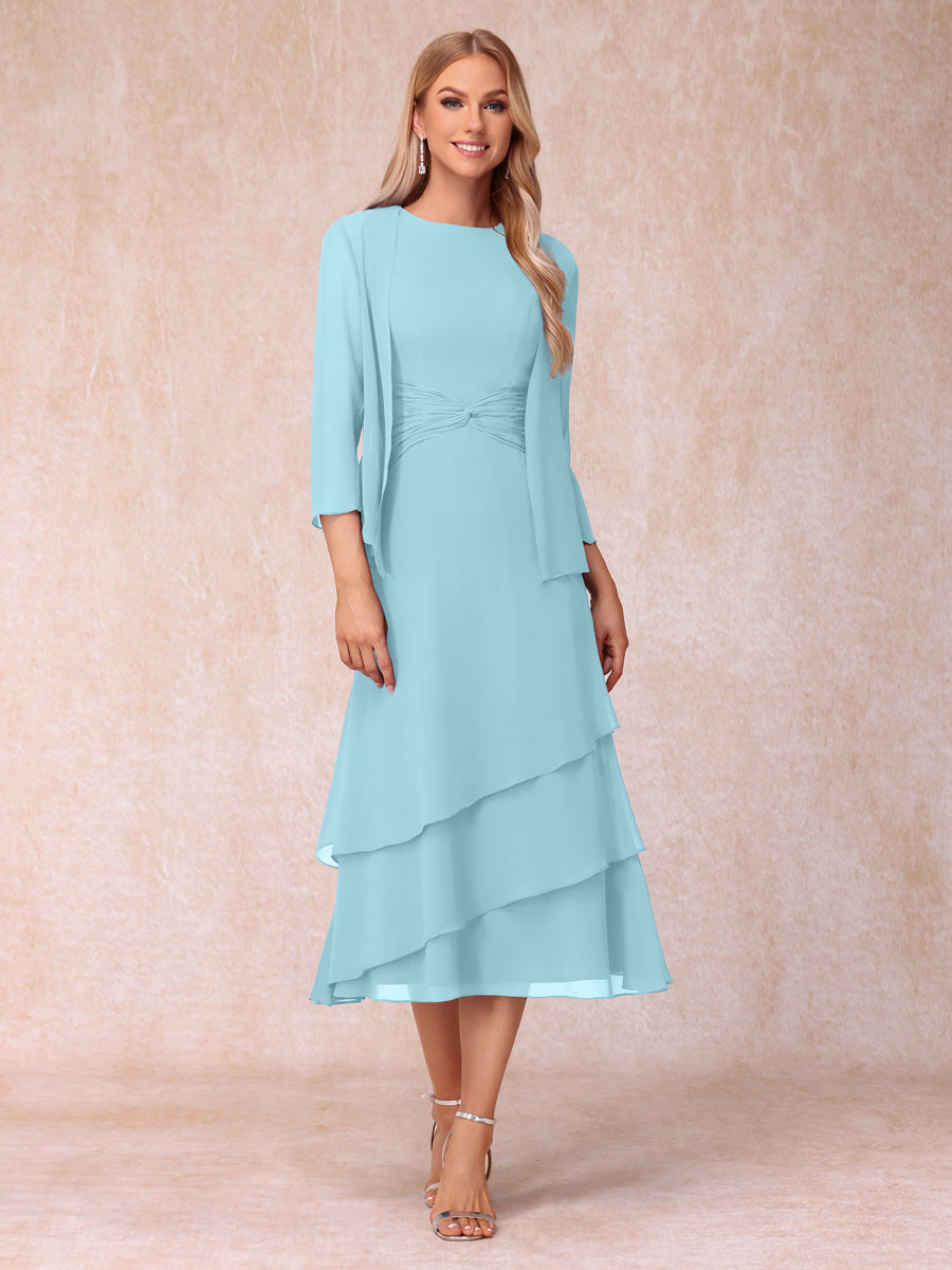 Sheath/Column Scoop Sleeveless Mother of the Bride Dresses with Ruched &amp; Jacket