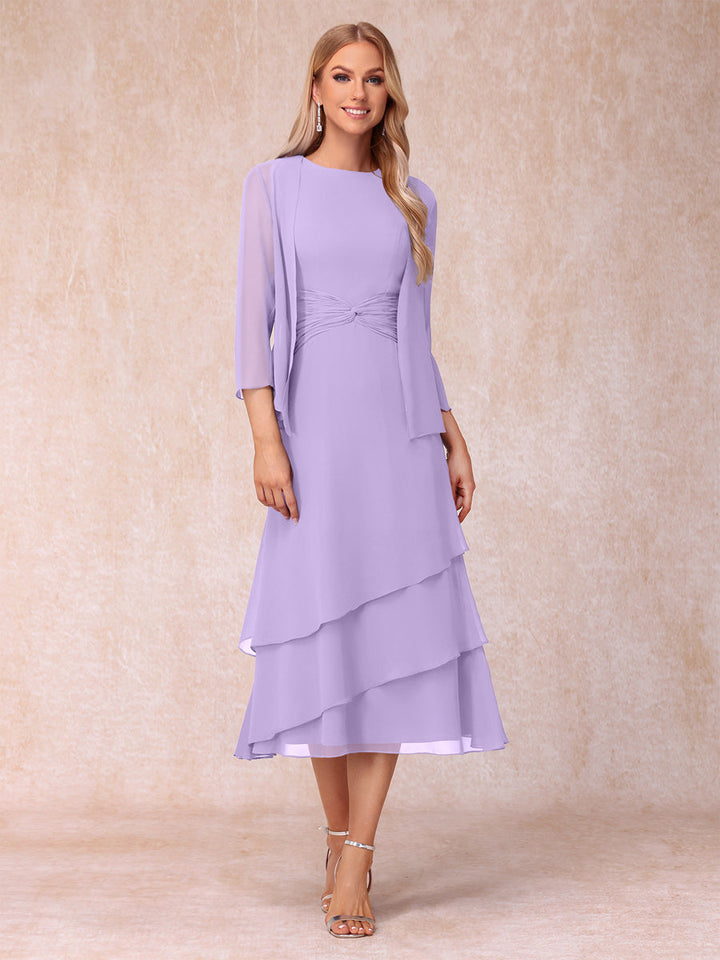 Sheath/Column Scoop Sleeveless Mother of the Bride Dresses with Ruched &amp; Jacket