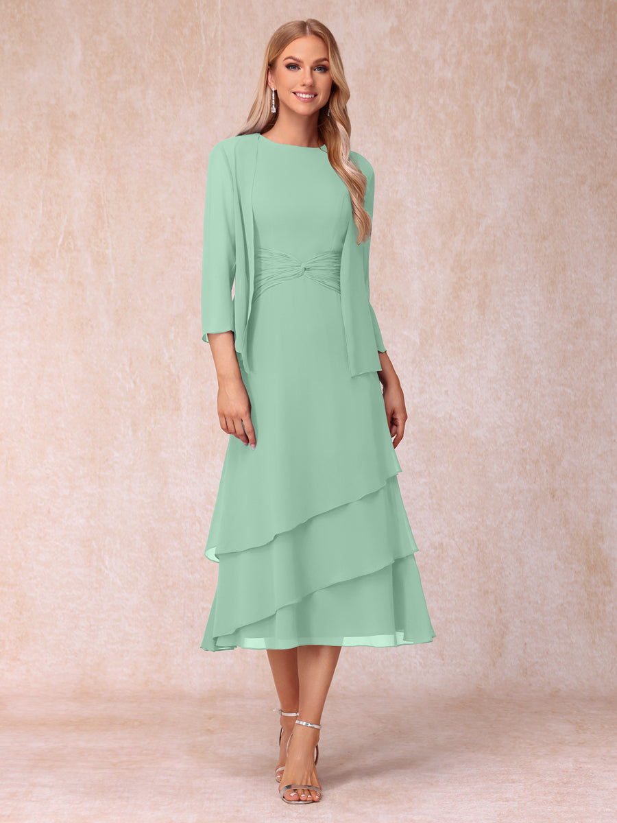 Sheath/Column Scoop Sleeveless Mother of the Bride Dresses with Ruched &amp; Jacket